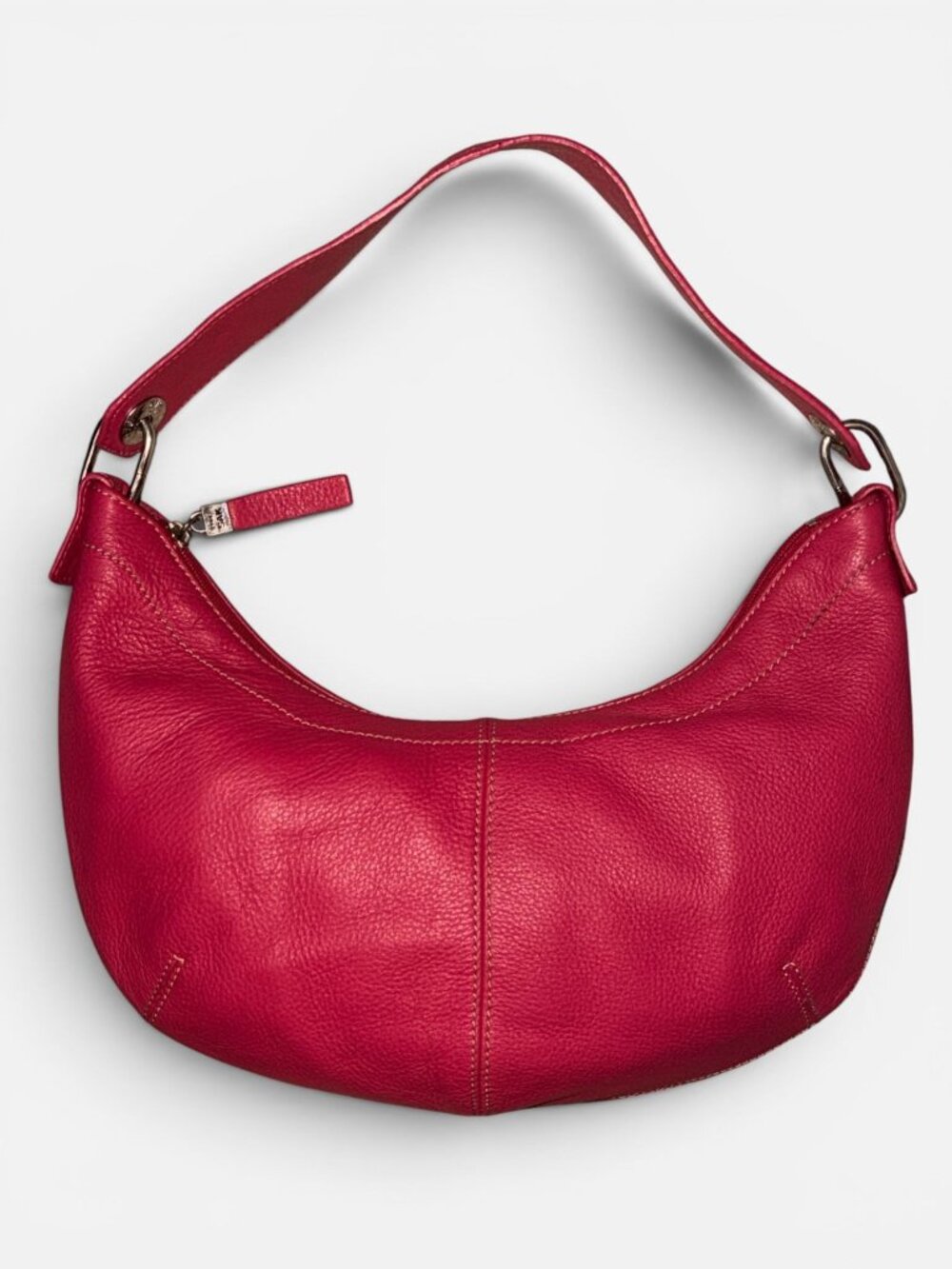 The Sak Small Hobo Pink Pebbled Leather Shoulder Bag Heart Strap Contrast Stitch - Picture 4 of 9